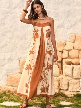 Commense Contrast Panel Boho Print Cami Dress Size Small NWT